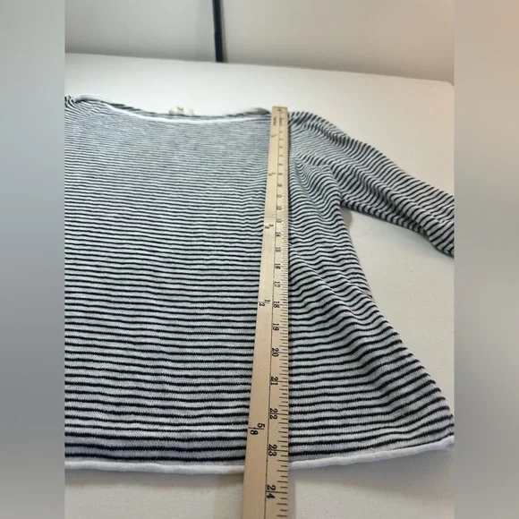 EILEEN FISHER BOATNECK LINEN BLEND STRIPED SWEATER Size XL 3/4 Sleeve GUC - Picture 6 of 7